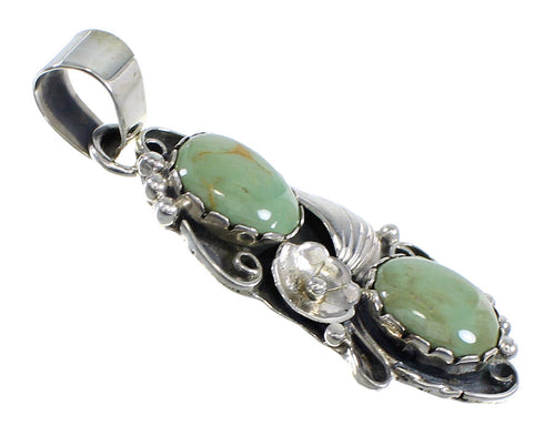 Southwestern Sterling Silver And Turquoise Flower Slide Pendant Jewelry VX55038
